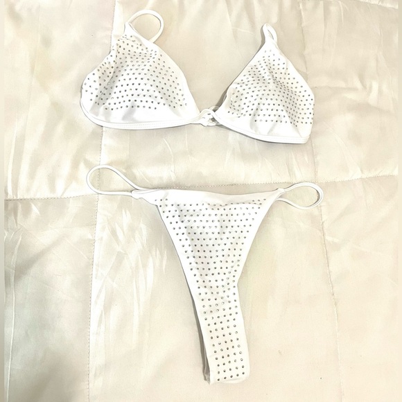 White Rhinestone Bikini Set - Picture 4 of 11